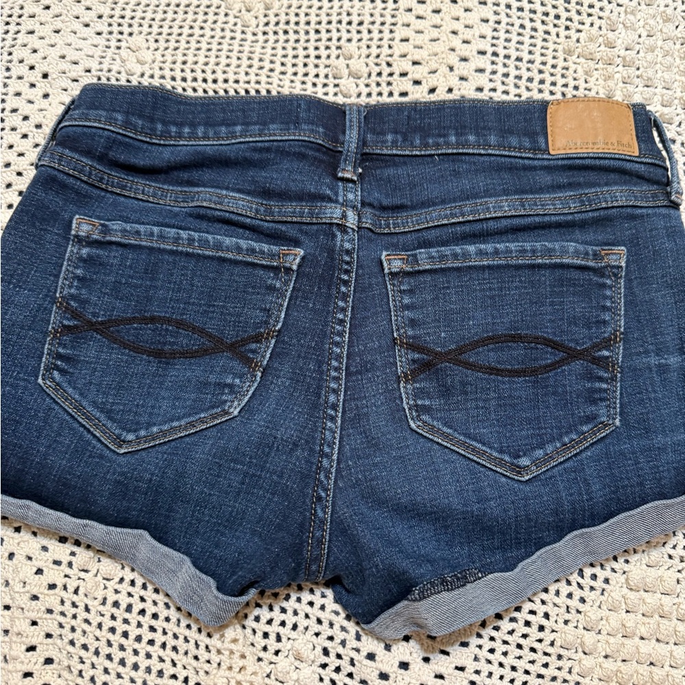 Abercrombie & Fitch Dark Blue Low Rise Denim Shorts - Picture 4 of 5